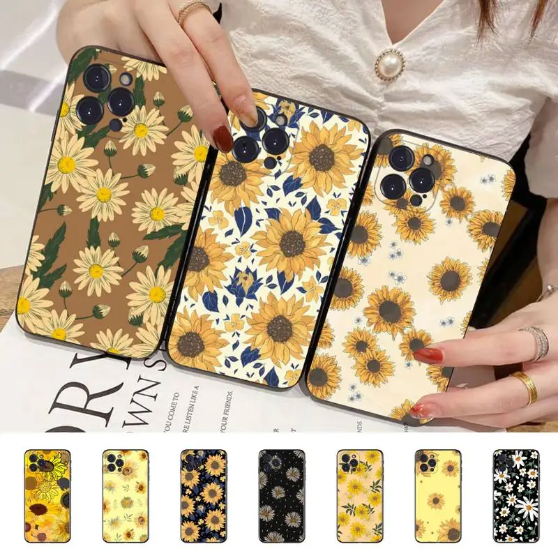 

Cute Summer Daisy Sunflower Phone Case Silicone Soft for iphone 14 13 12 11 Pro Mini XS MAX 8 7 6 Plus X XS XR Cover