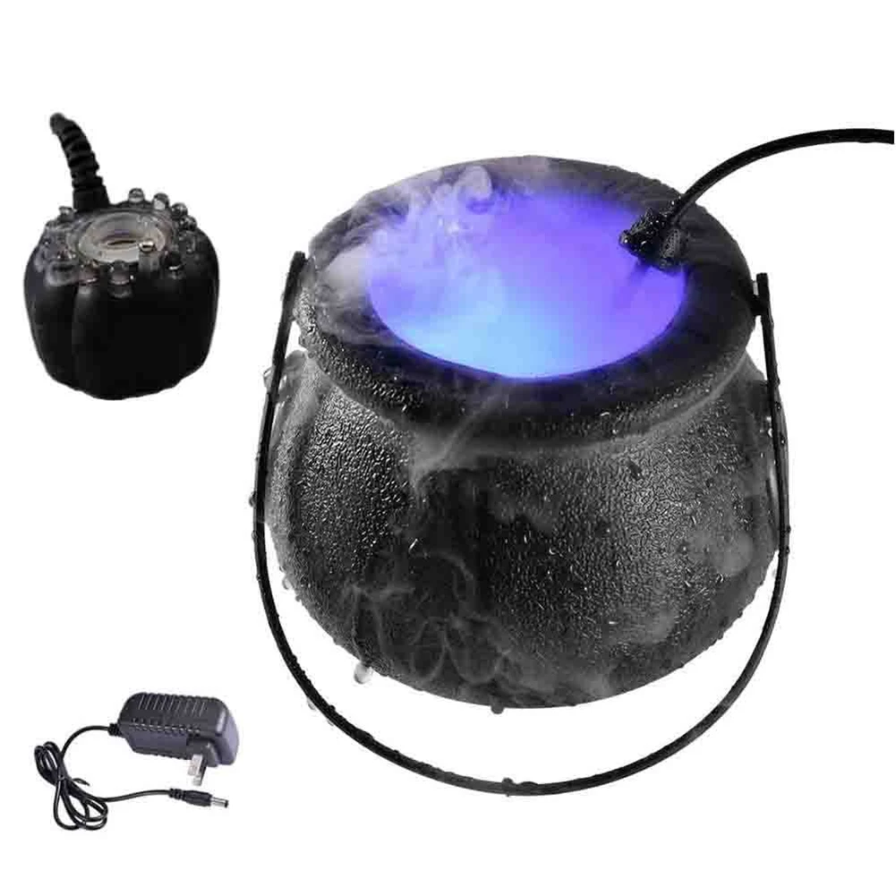 

Halloween Witch Pot Smoke Machine Fog Maker Water Fountain Fogger Color Changing Fog Machine Party Prop Decor US Plug