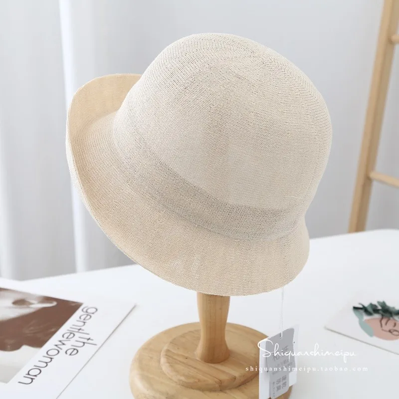 

Summer Elegant Linen Bucket Hat for Women Breathable Fedora 2022 Fashion Bob
