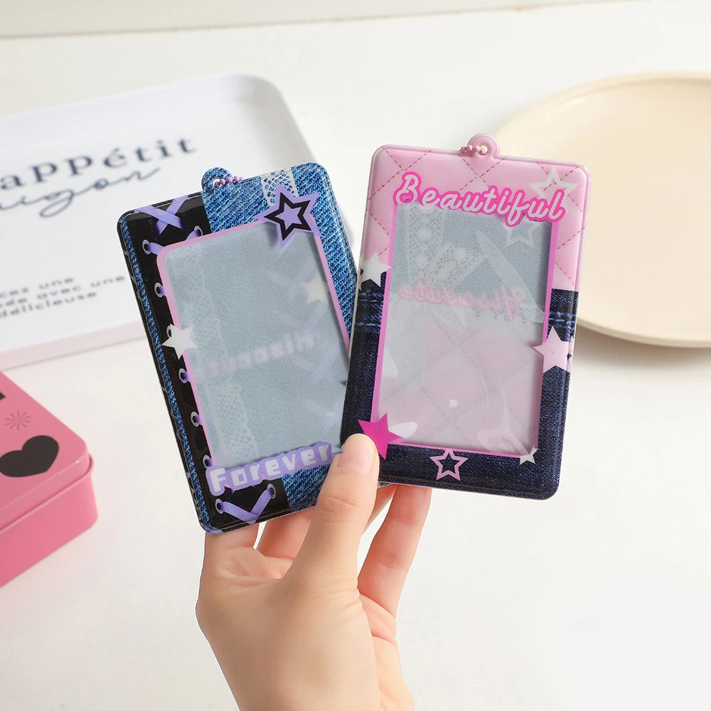 

Cute Photocard Holder Kpop Idol Photo Album Card Holder Girl Cute Keychain ID Credit Bank Protector Photo Sleeves Stationery