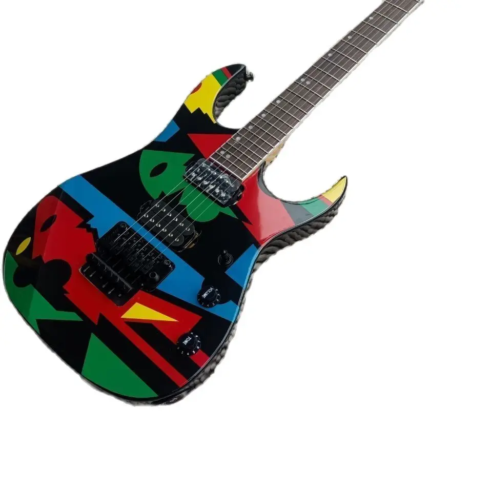 

Factory Classic Striped Red, Blue, Black and Yellow, Bright, Electric Guitar