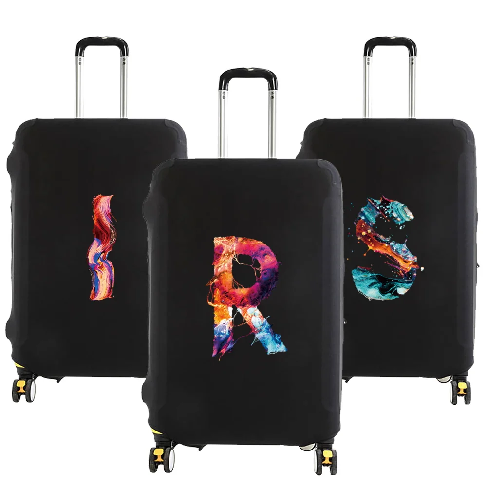 Luggage Protective Cover for 18-28 Inch Fashion Paint 26 Letter Serie Pattern Suitcase Elastic Dust Bags Case Travel Accessories