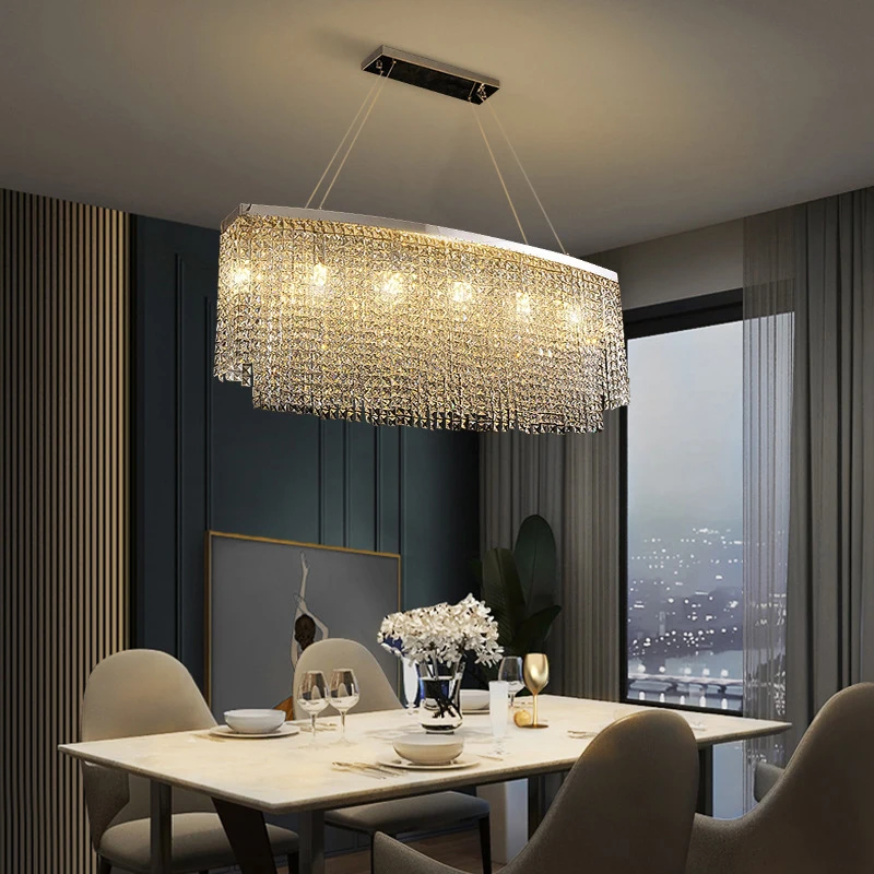 

Luxury Chrome Ceiling Chandeliers 2022 Hanging Lamps Light Fixture Lustre Home Decor Dining Room Free Shipping Oval Dining Table