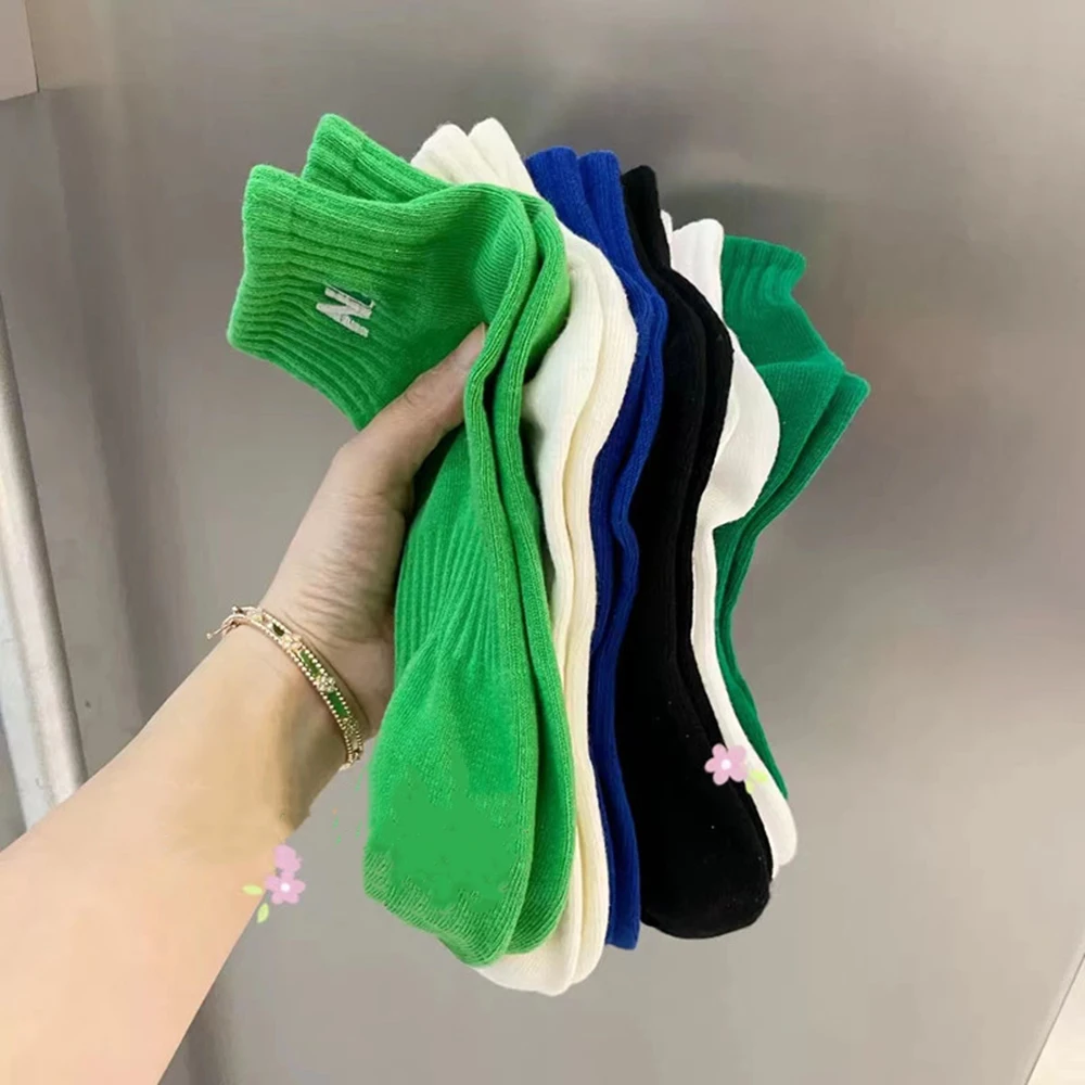 

Носки с вышивкой и надписью NA, модные мужские и женские хлопковые короткие носки, милые носки унисекс в Корейском стиле Харадзюку с забавным...