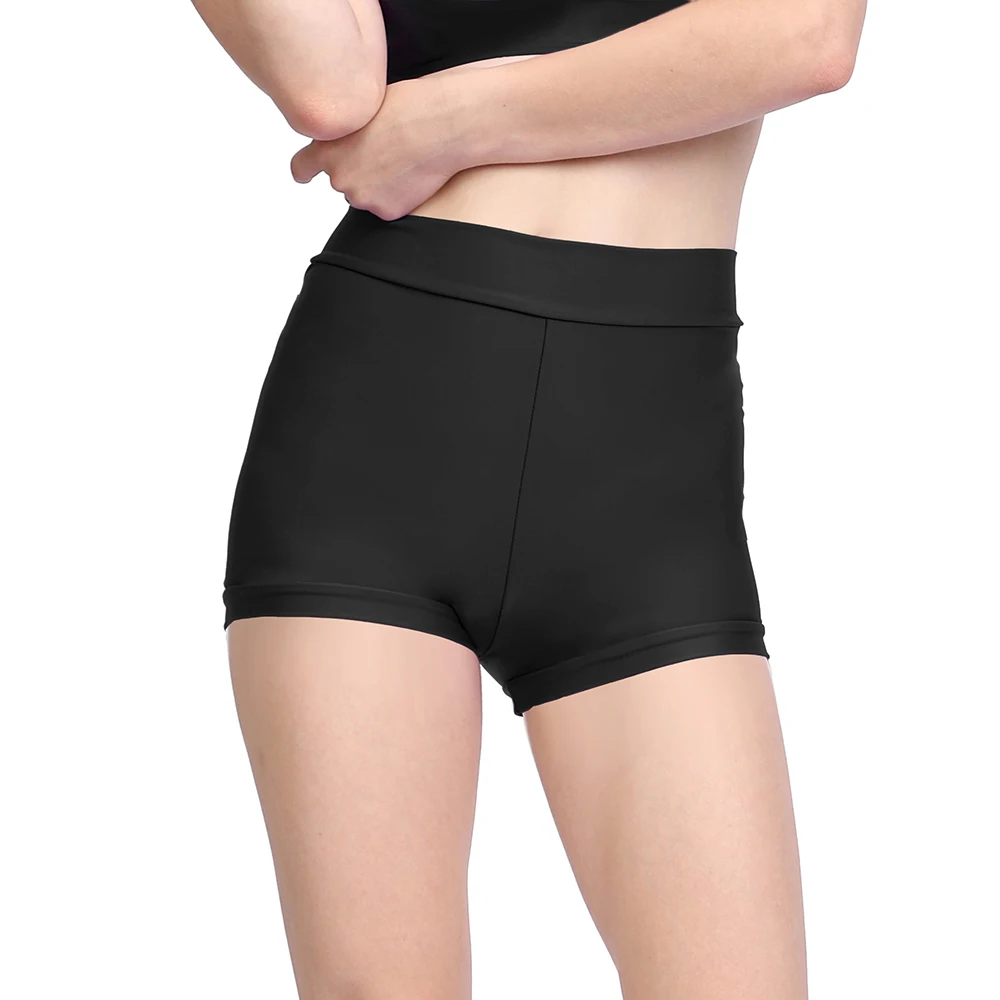 

AOYLISEY Womens Skinny Mid Waisted Shorts Spandex Elastic Capris Workout Dance Gymnastics Ladies Fitness Dancing Shorts