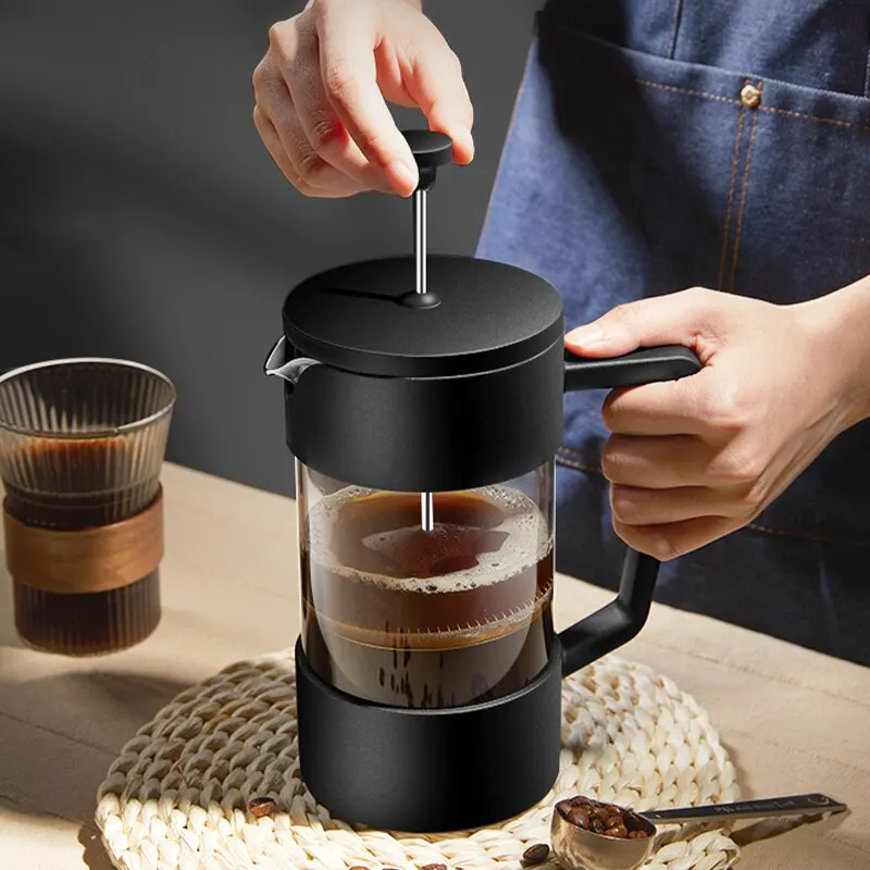 350 600 1000ML French Press Coffee Maker High Borosilicate Glass House Coffee Brewer Milk Foam Frother Barista Tea Maker