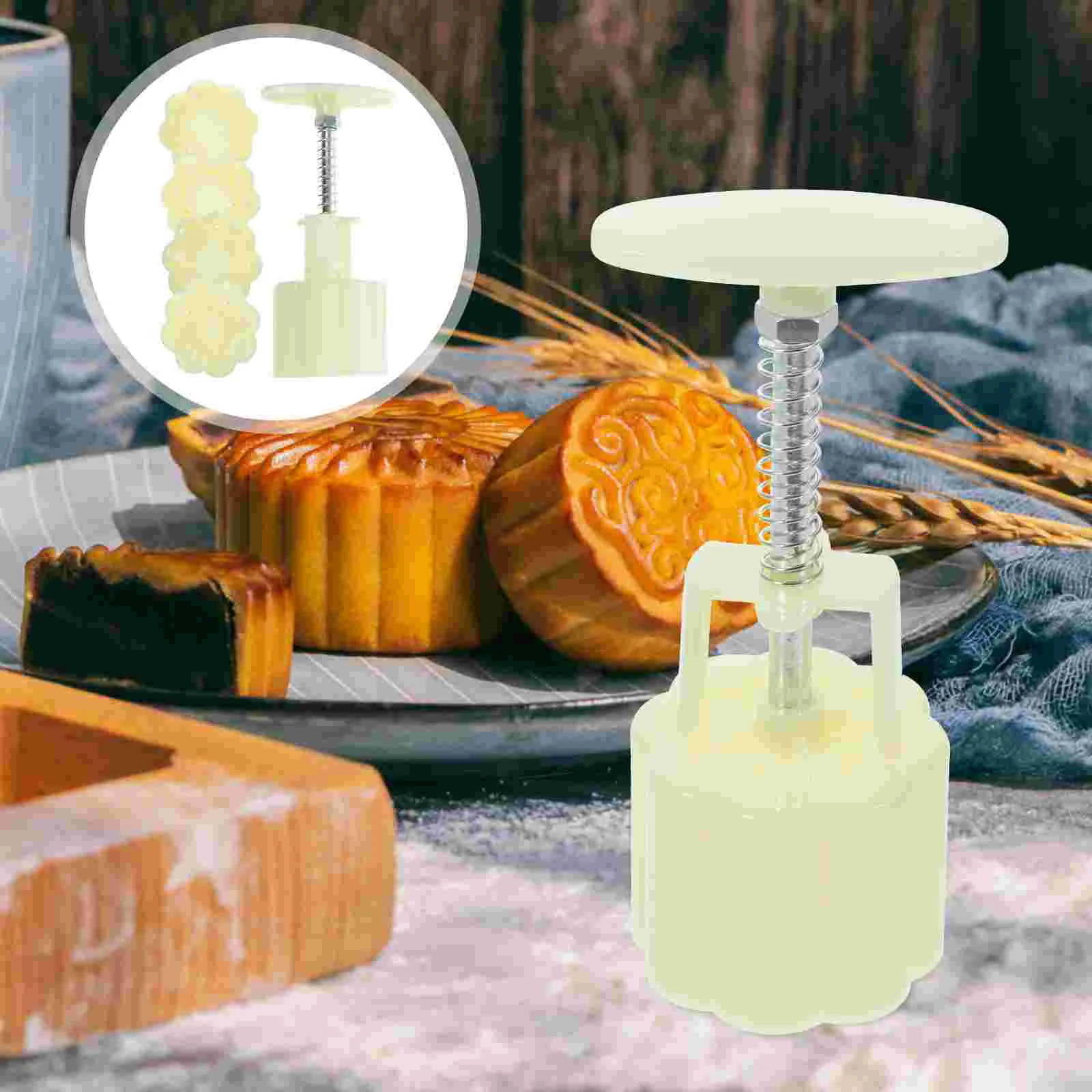 

Moon Cake Mold Kitchen Cookie Baking Supplies Chinese Green Bean Maker DIY Molds Flower Shaped