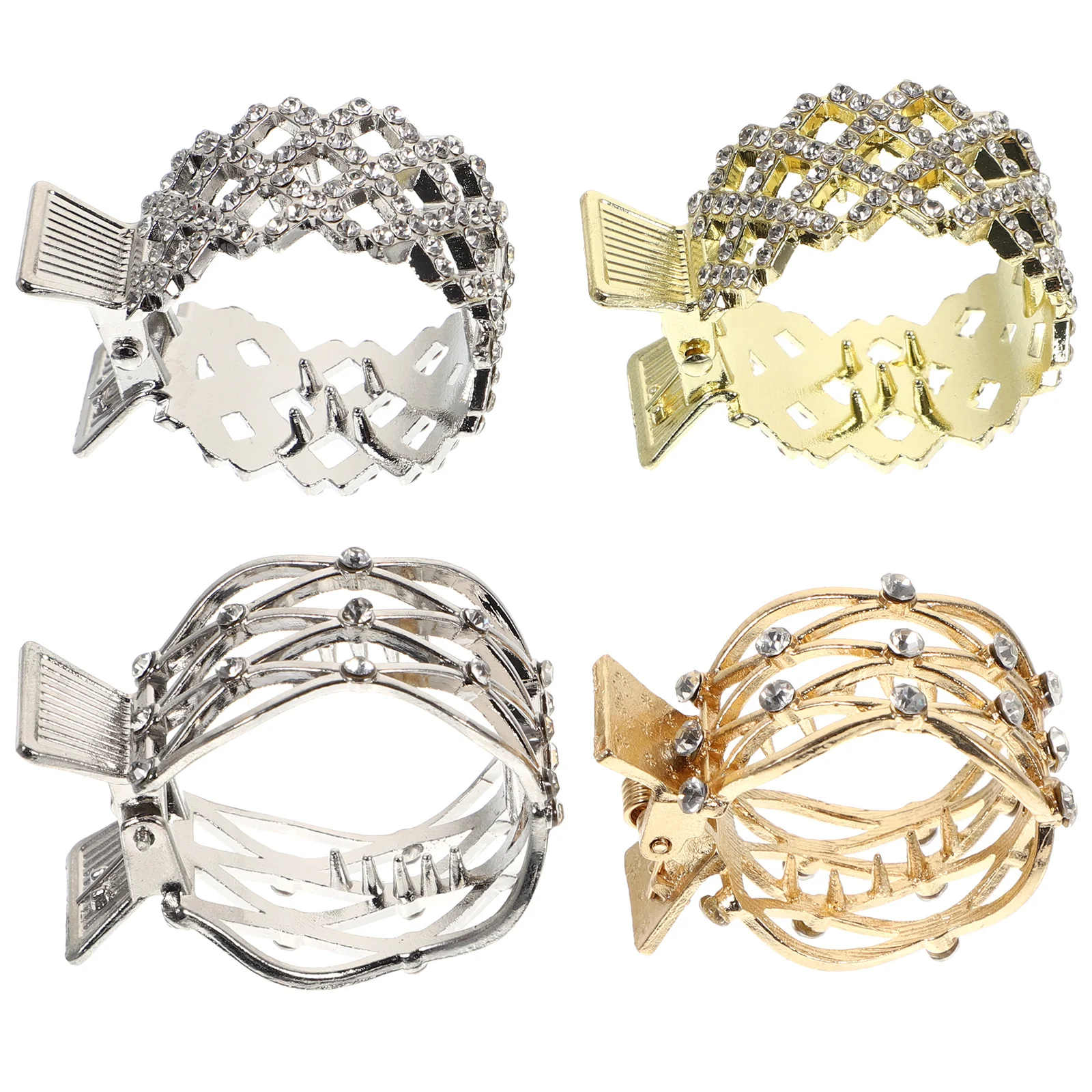 

4 Pcs Hairpin Clips Claw Thick Accessories Women Rhinestone Thin Metal Barrettes