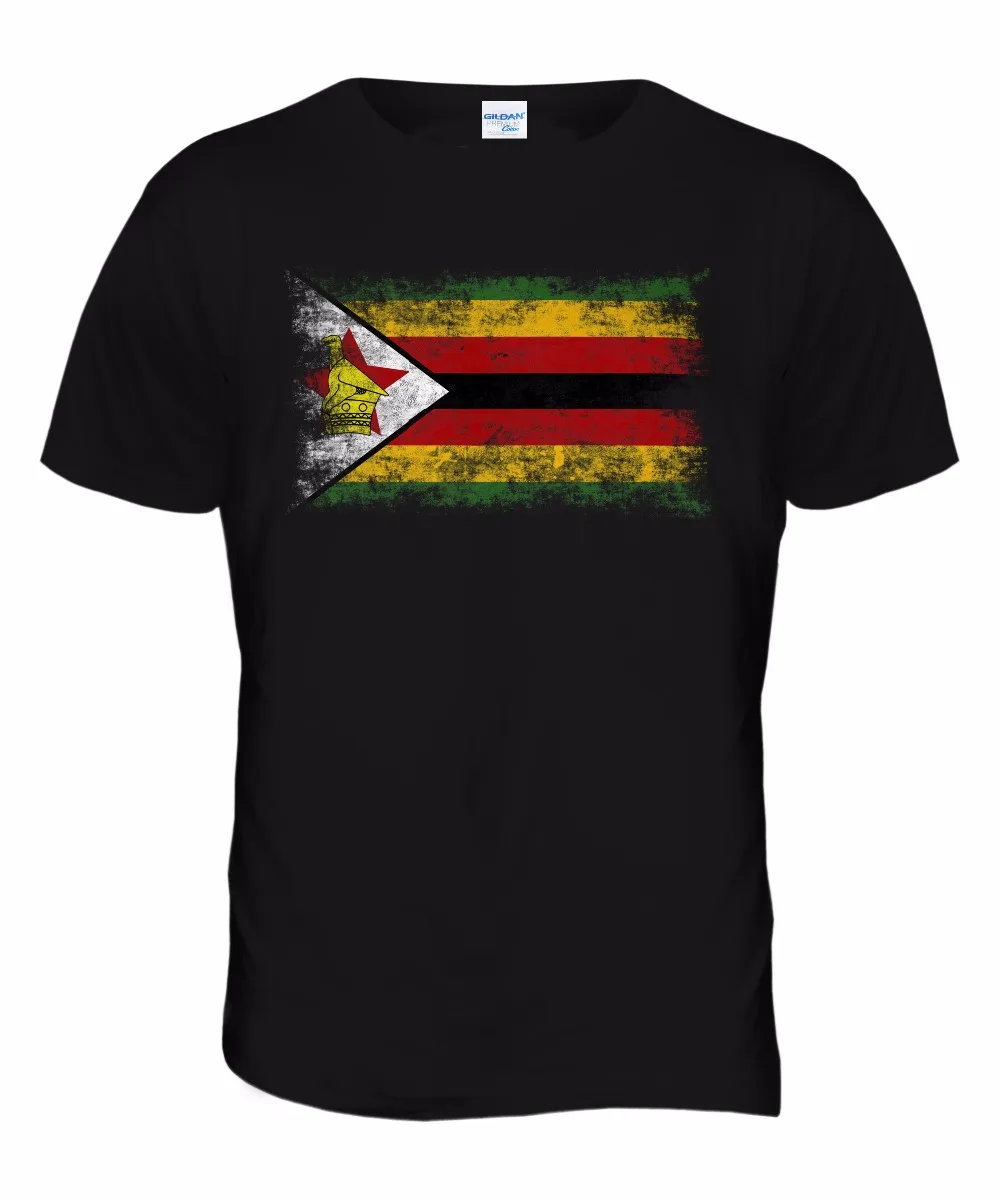 

New T Shirts Printing Man Zimbabwe Distressed Flag Mens T-Shirt Zimbabwean Shirt Footbalerl Jersey Gift Harajuku Tee Shirts