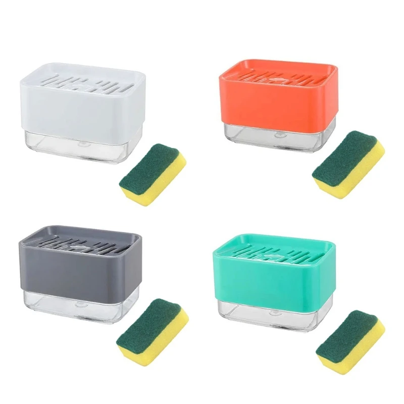 

Dish Soap Dispenser Sponge Holder Sink Dishwashing Soap Dispenser with Sponge