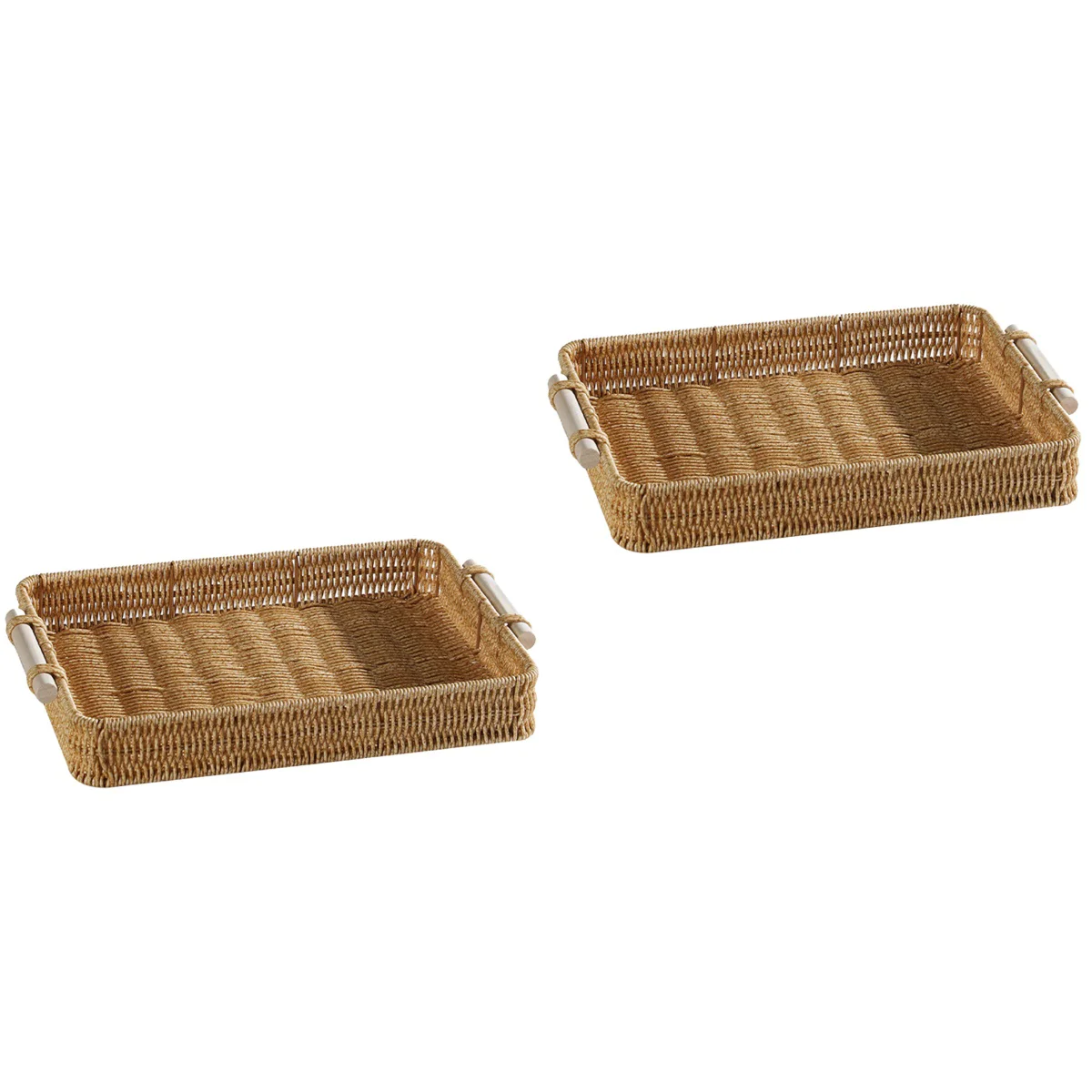 

2 Pieces Tableware Tea Tray Plastic Cutlery Large Wicker Basket Pp Utensil Supply
