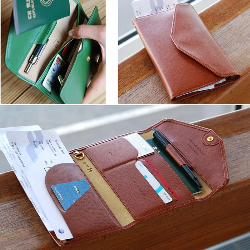 Durable PU Leather Passport and Credit Card Holder Cover Case for Women Men RFID Blocking Travel Wallet Gift Korea Style