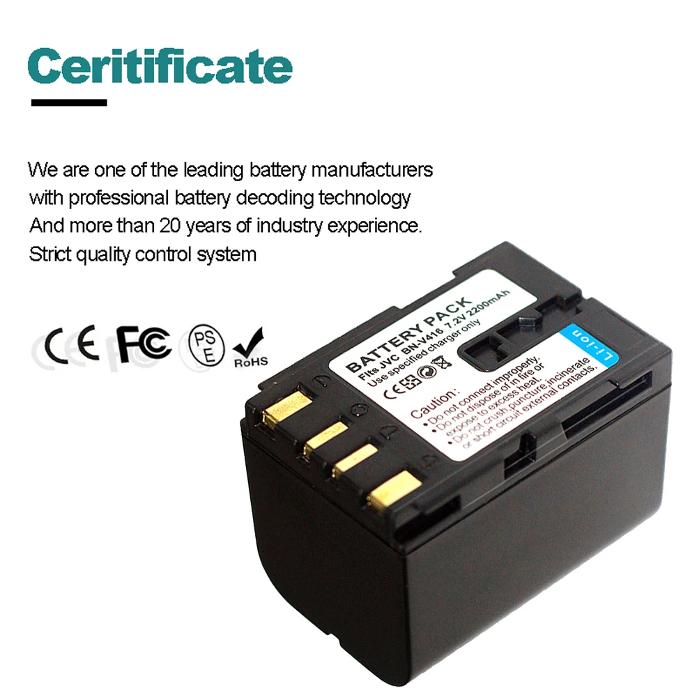 Аккумулятор 2200 мАч BN-V416 BN-V416U для JVC GR-D200 D201 D230 D20 D21 D22 D31 D40 D50 D53 D60 D70 D72 D90 D91 D93 DV1800