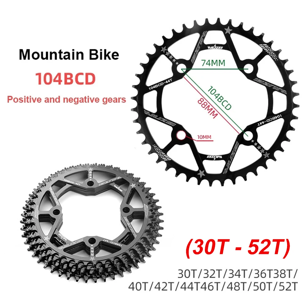 

104BCD Bike Chainring Round & Oval Direct Mount Mountain Bike Narrow Wide Single Chain Ring 30 32 34 36 38 40 42 44 46 48 50 52T