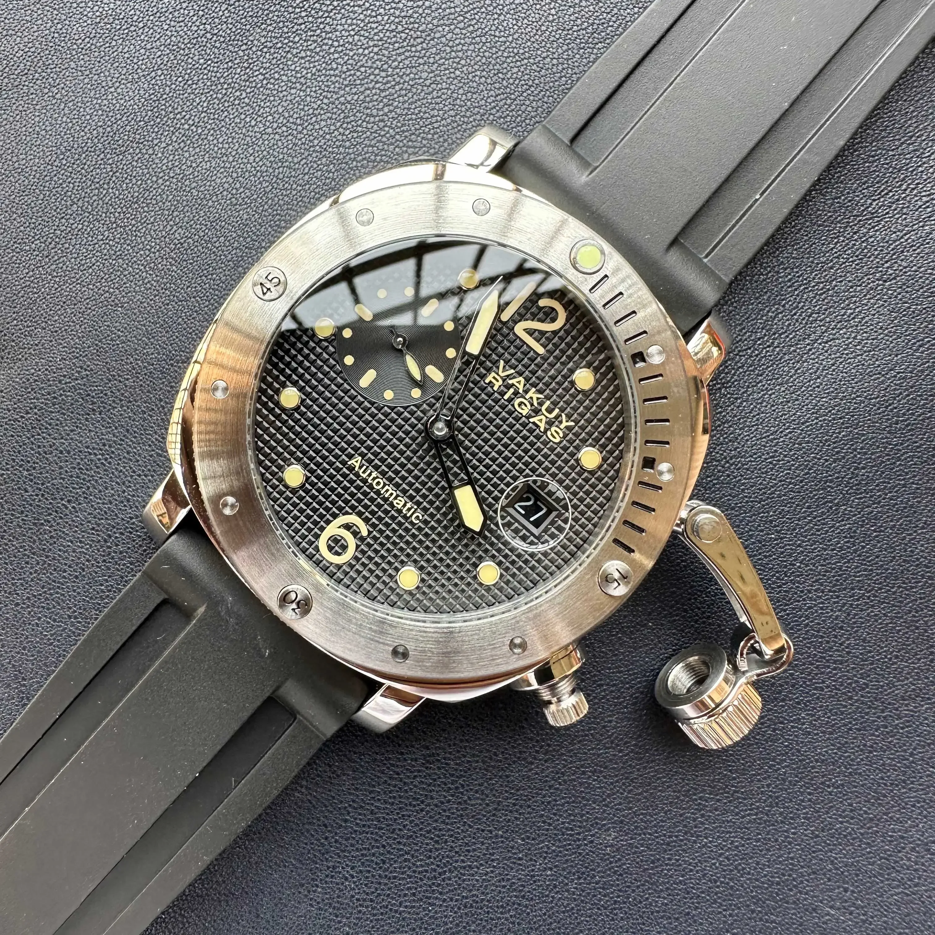 Мужские Автоматические Механические Наручные Часы Темно-синие В Стиле Милитари