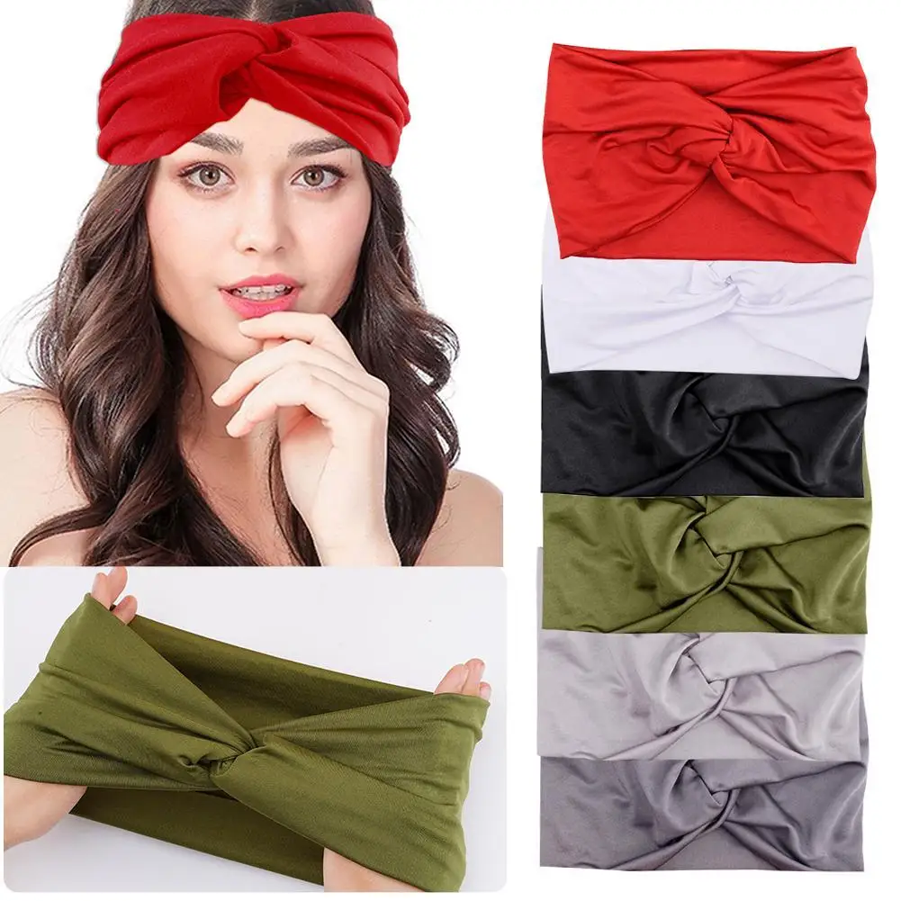 

1pcs Women Hair Bands Sport Sweat Headband Girls Yoga Sweatband Outdoor Cycling Running Elastic Wide Headband Sports Accessories