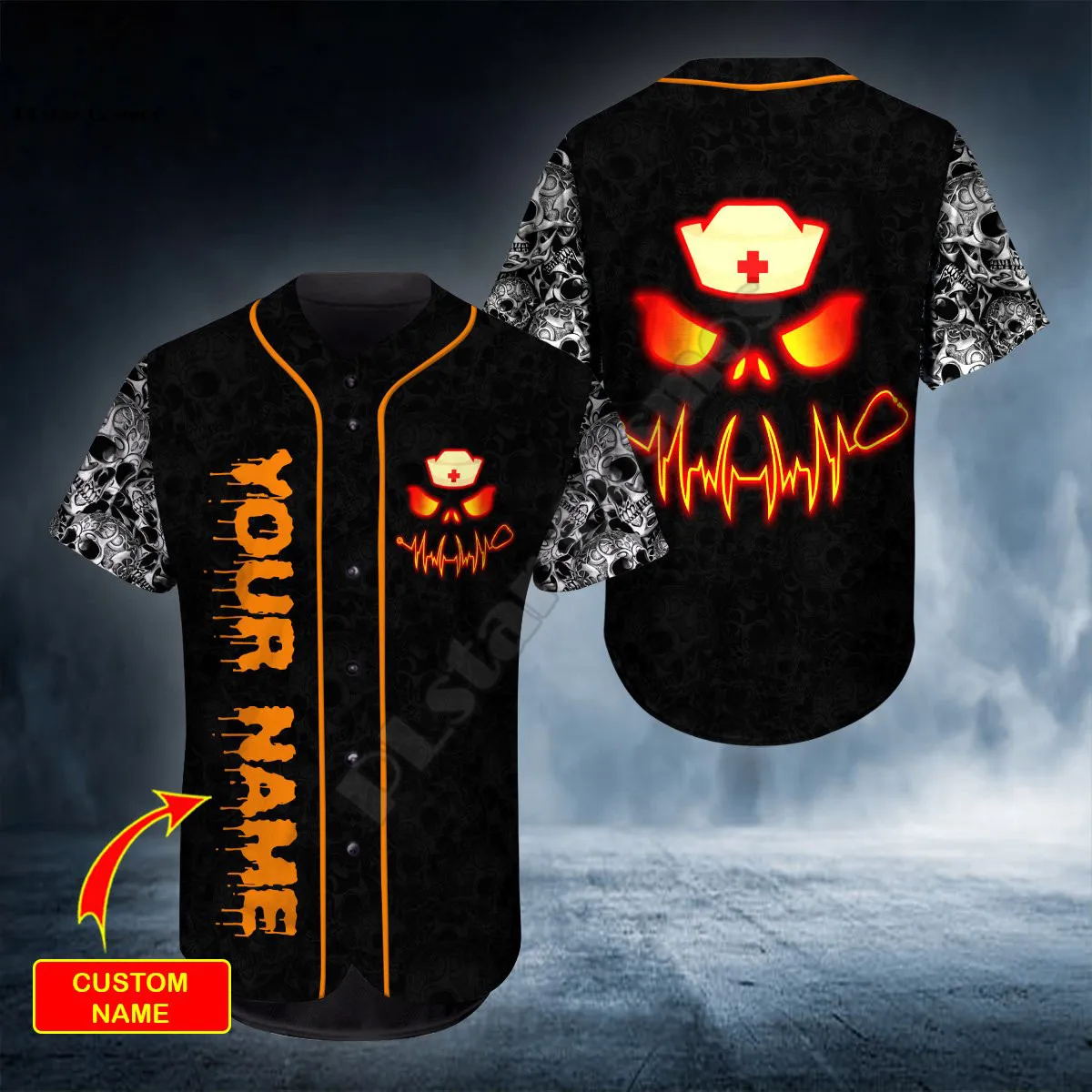 PLstar Cosmos Baseball Jersey Shirt 3d Printed Happy Halloween Skull Custom You Name Baseball Shirt hip hop Tops Love Skull Gift