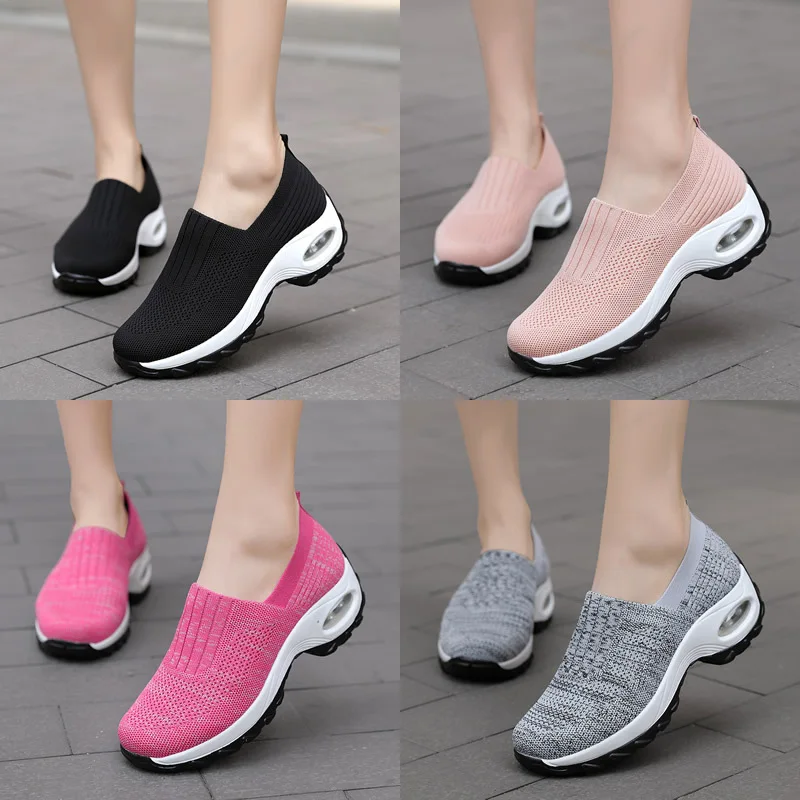 Air Cushion Non slip Women's Walking Mesh Sports Shoes Spring/Summer New Breathable Casual Thick Sole Soft Sole Women