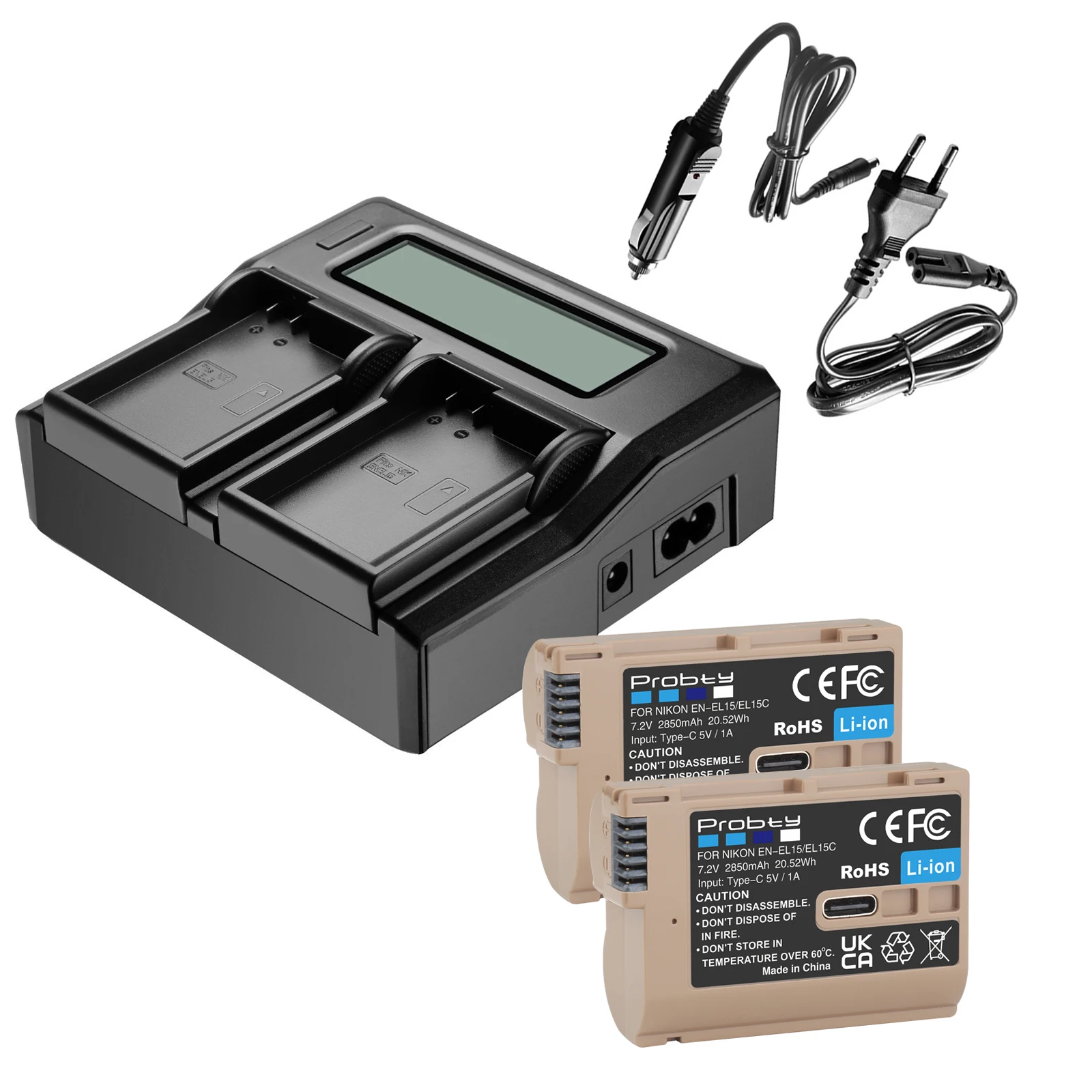 

EN-EL15C EN-EL15B EN-EL15 Battery with Fast Charger for Nikon D850 D780 D750 D810 D7000 D7500 ,Z5, Z6, Z6 II, Z7, Z7II,Z8 Camera