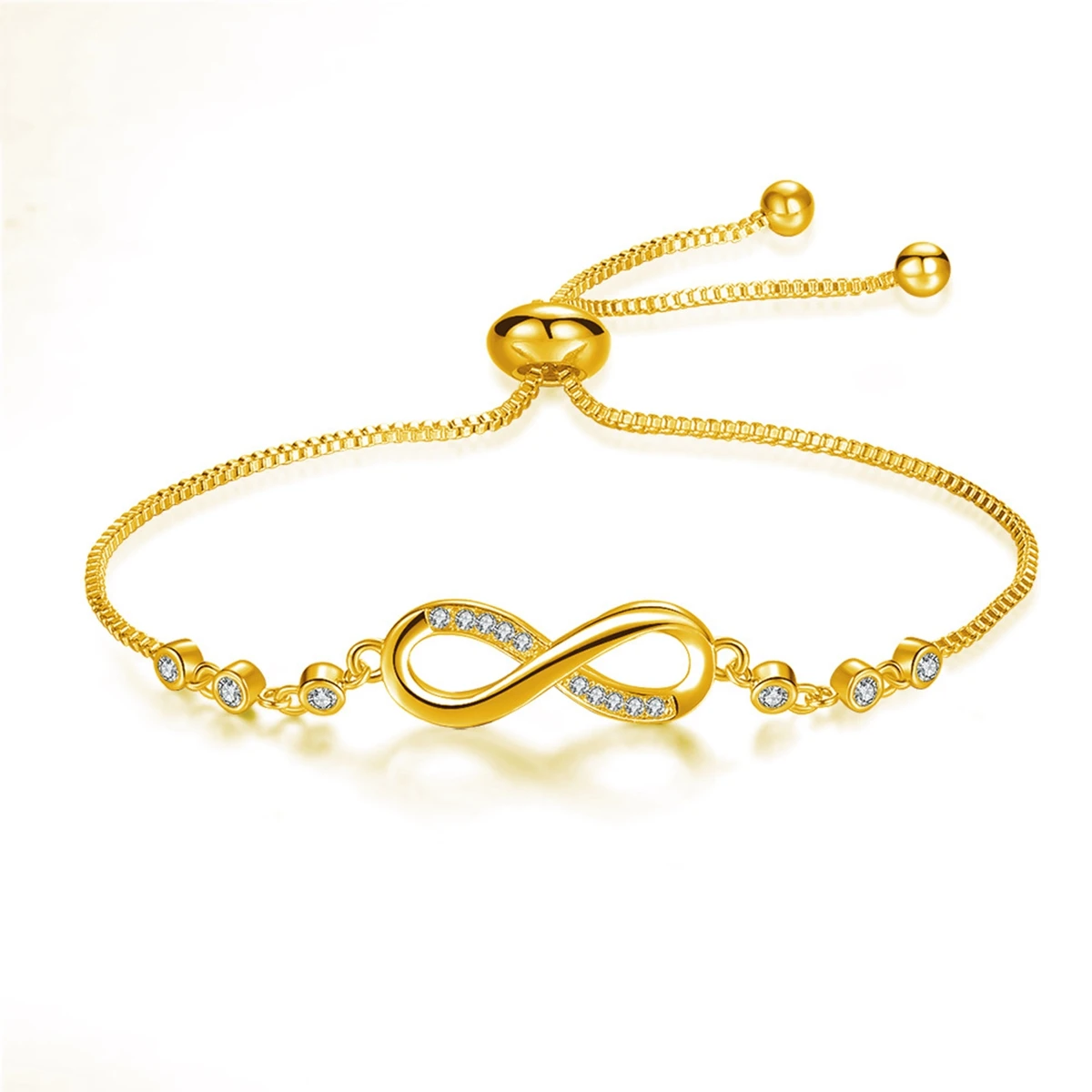 

Womens Rhinestone link Bracelet Adjustable Steel CZ Crystal Infinity Charm Anklet Bangle for her Valentines Mother Day Gift