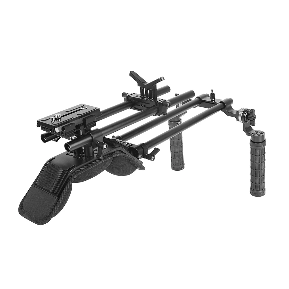Kayulin Pro Shoulder Support Mount Rig With Manfrotto QR Baseplate Dual Rosette Handgrip For DSLR Camera / DV Camcorder