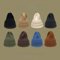 womens korean version of the trendy autumn and winter wool hat mens japanese solid color wild knitted hat student warm hats