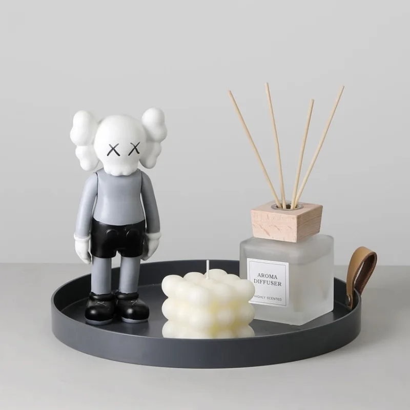 Минималистичный косметический поднос для хранения вещей с кожаной ручкой лоток