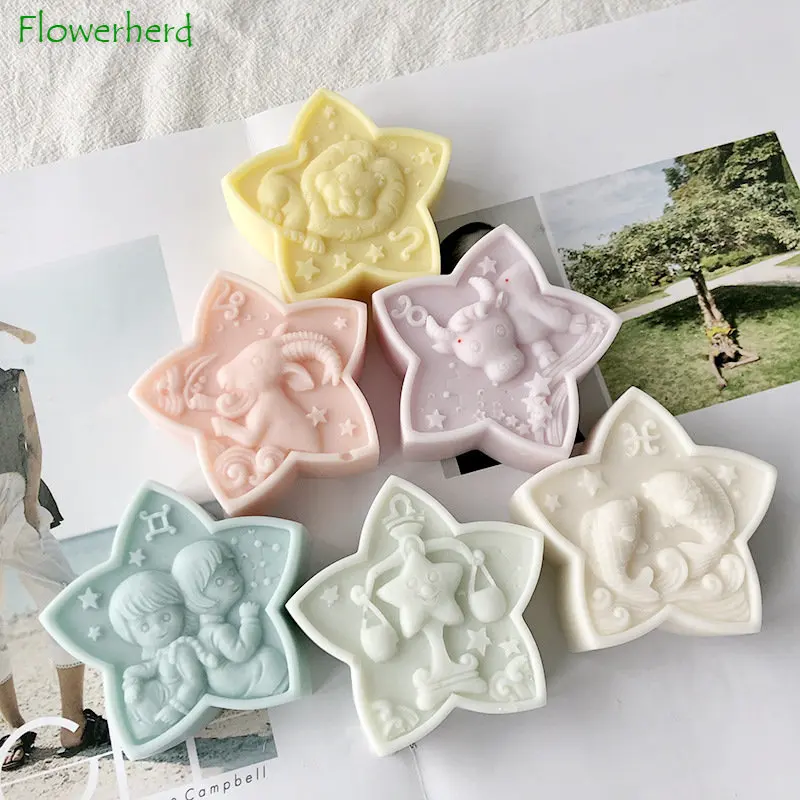 

Zodiac Sign Handmade Plaster Soap Silicone Mold DIY Pentagram Scorpio Scented Candle Gypsum Glue Drop Epoxy Resin Molds