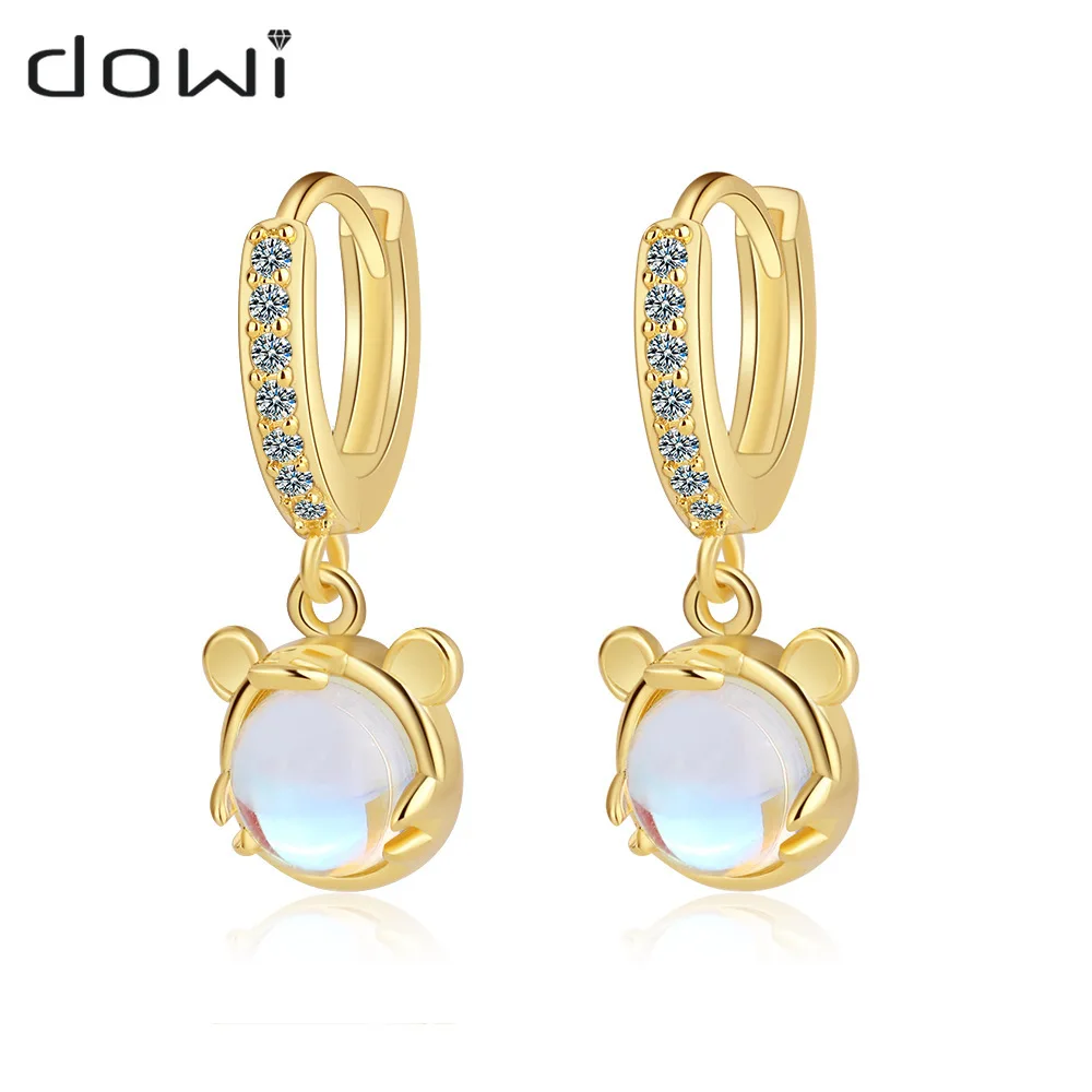 

Dowi High Quality Gold Color Cute Zodiac Year Cute Tiger Ear Clip Diamond-Embedded Synthetic Glaze Female Earrings