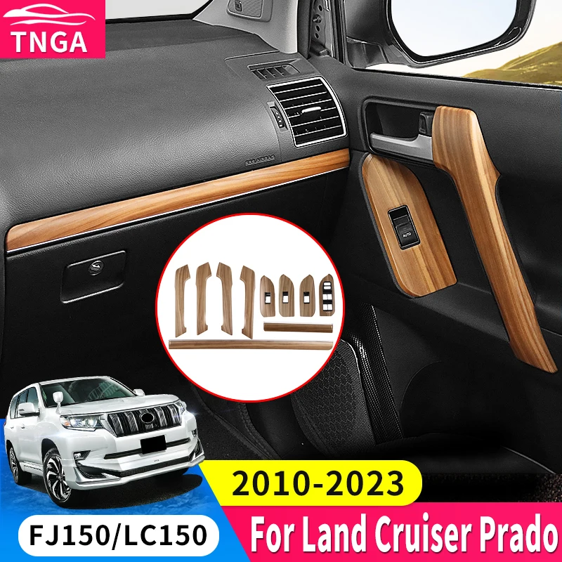 For Toyota Land Cruiser Prado 150 Lc150 2010-2021 Interior Decoration Wood Texture Door Handle, Button Modification Accessories
