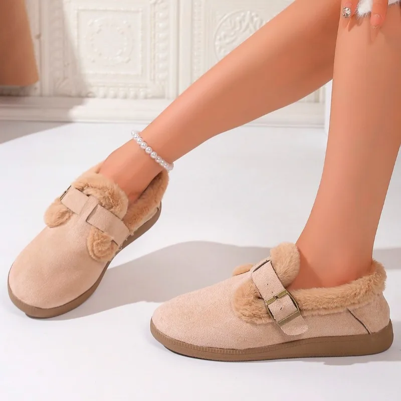 Женские меховые лоферы на плоской подошве модные зимние ботильоны теплая