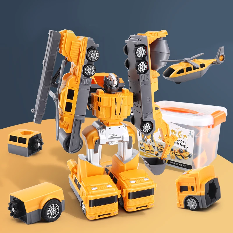 

Construction Vehicle Toy Set Fire Car Vehicle Puzzle Magnetic Assembly Transforming Robot for Children Educational DIY Toys Gift