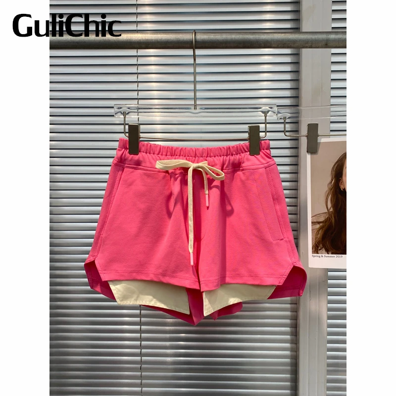 

5.13 GuliChic Women Summer Contrast Color Drawstring Casual Comfortable Shorts
