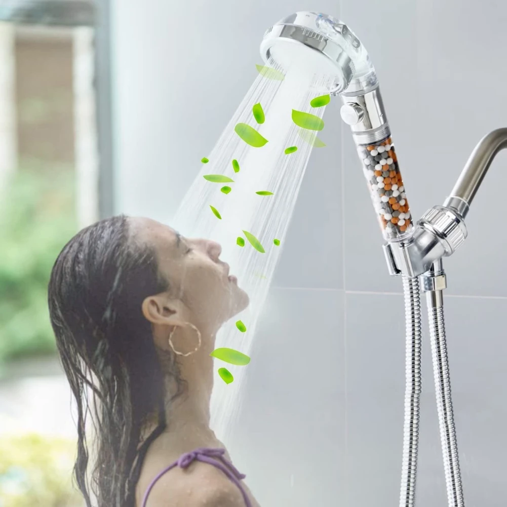 

2023 New Replacement Filter balls SPA shower head with stop button 3 Modes adjustable shower head wholesale sale