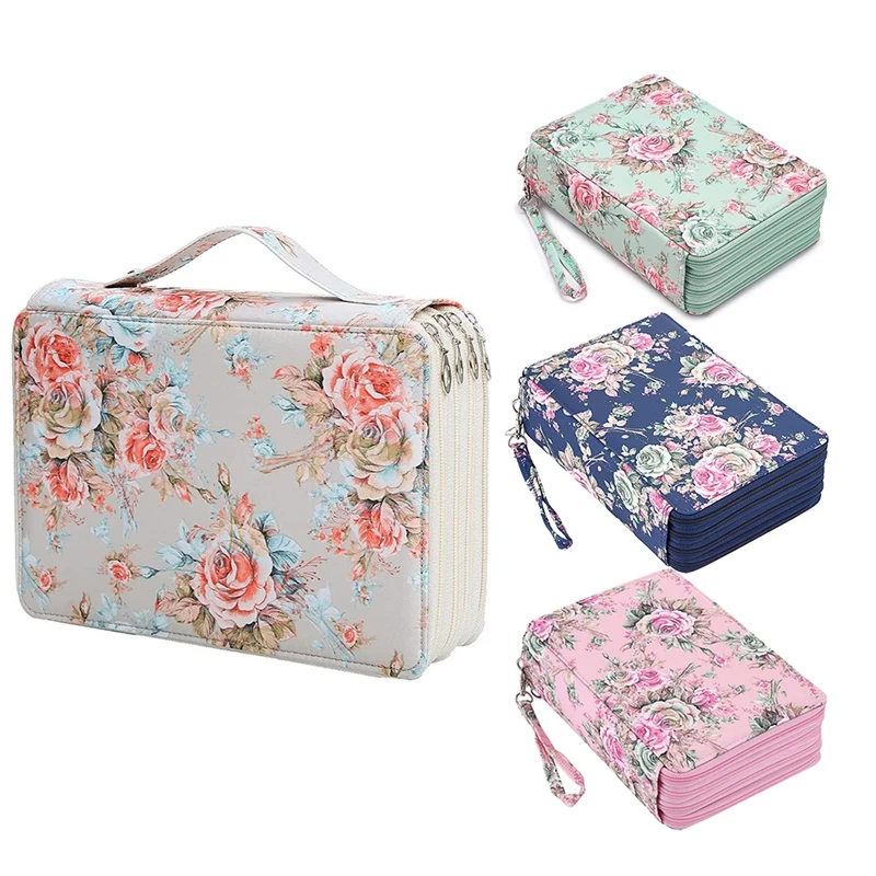 

200 Slots Pencil Holder Pen Bag Large Capacity Pencil Organizer With Handle Strap Handy Colored Pencil Box