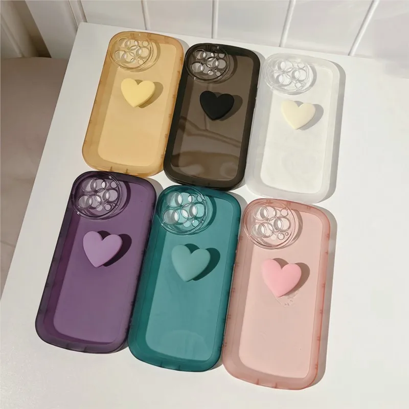 Soft Transparent Love Heart Phone Case For IPhone 14 13 12 11 Pro Max XS X XR Max 8 7 Plus SE 2022 Candy Silicone Bumper Cover