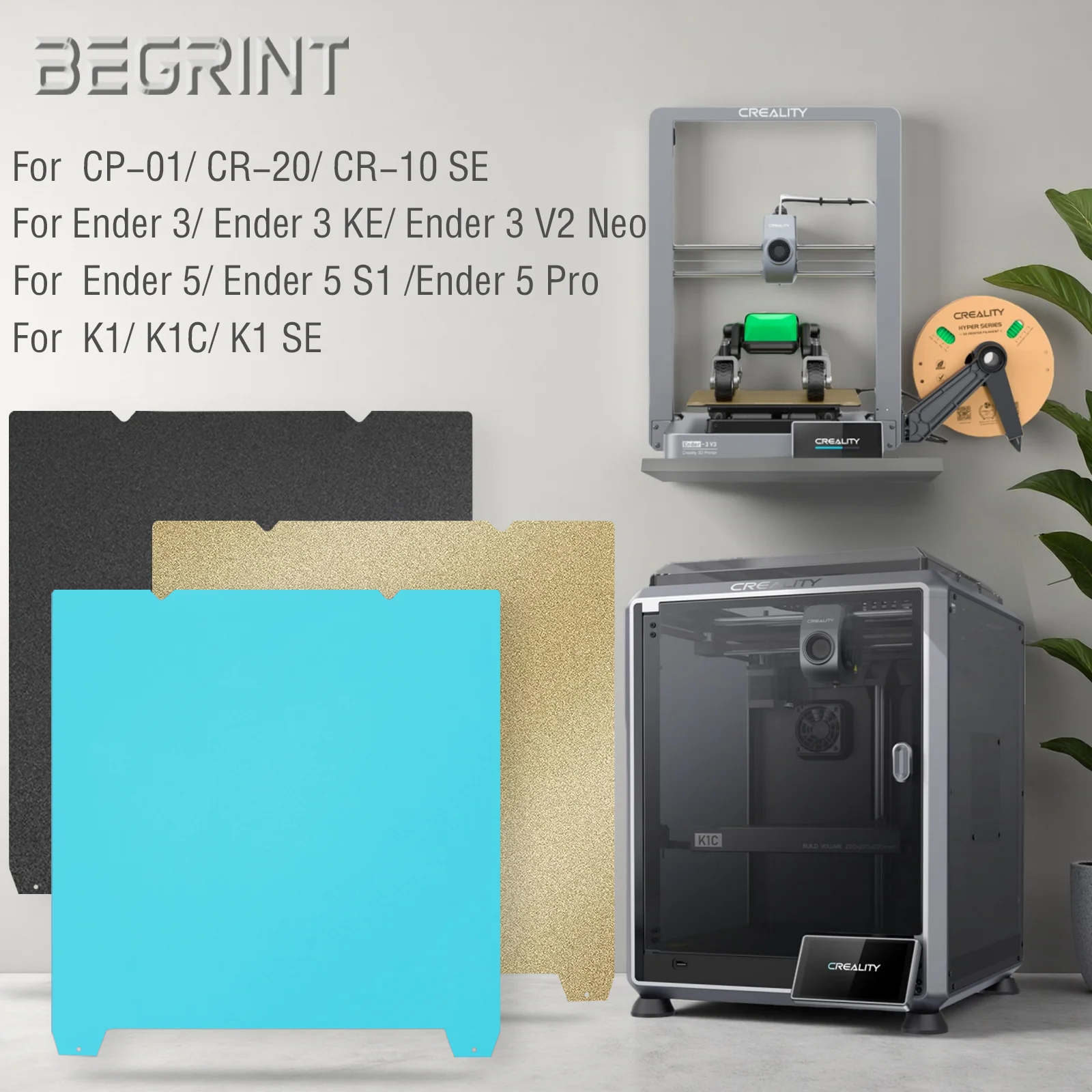 Фото Для Creality K1 K1C Рабочая пластина PEI Текстурированная двухсторонняя пластина Ender 3 KE/Ender 5 Pro/CR 10 SE/K1 SE Холодная пластина для 3D-принтера №1