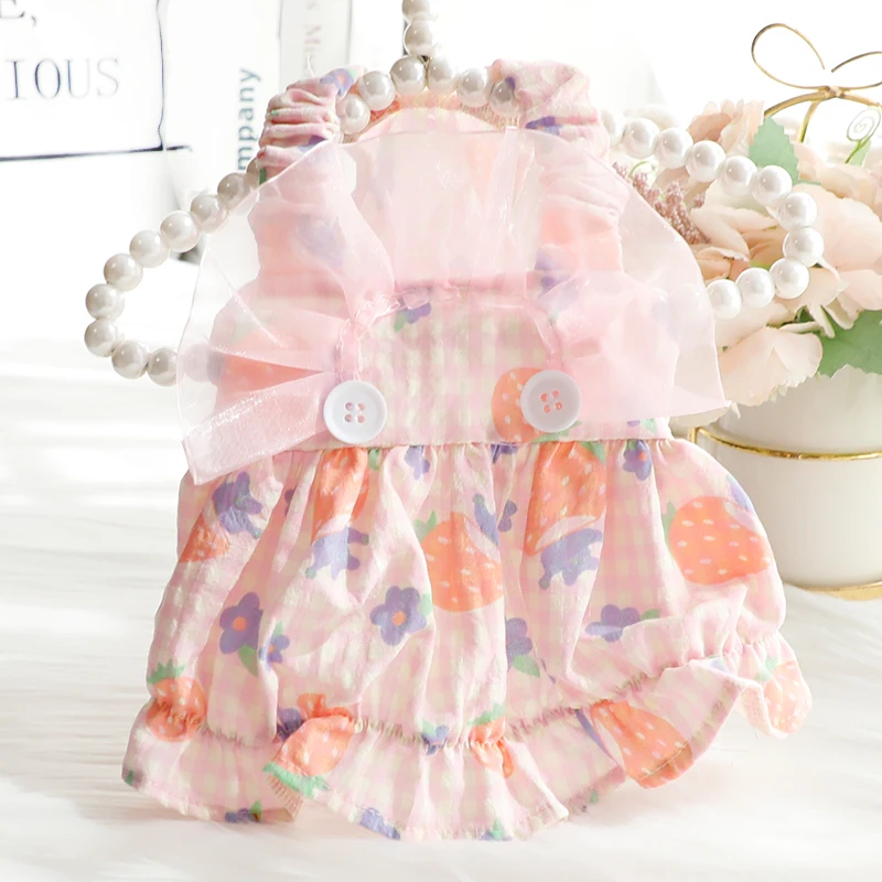 

Весенняя Новинка, хлопковая тонкая одежда для домашних питомцев, милая сетчатая одежда с цветочным принтом для маленьких и средних собак, д...