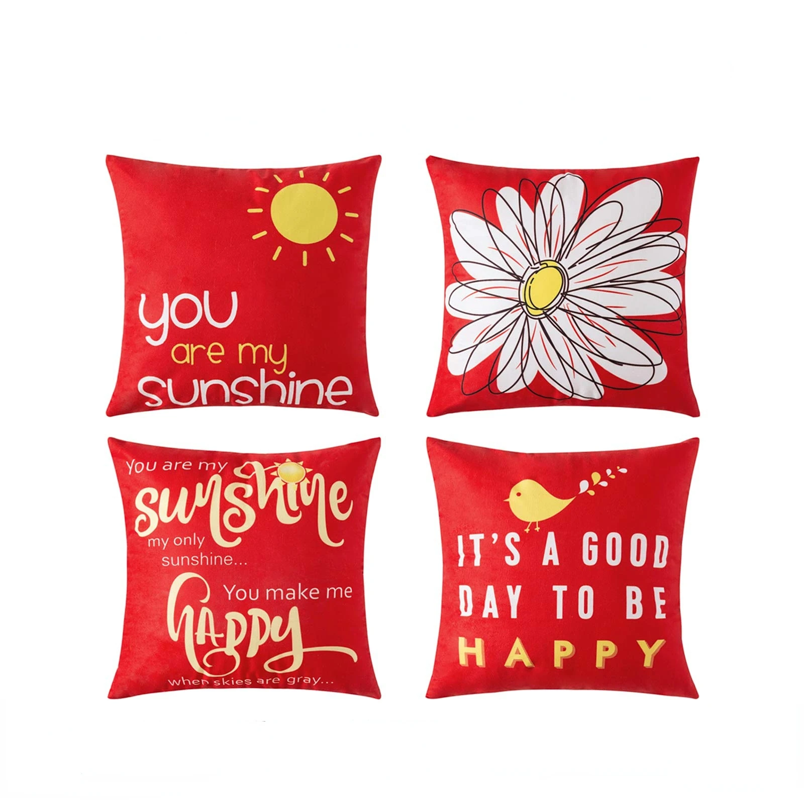Красная наволочка с надписью Daisy You Are My Sun Happy Bird 40*40 декоративный чехол для дивана