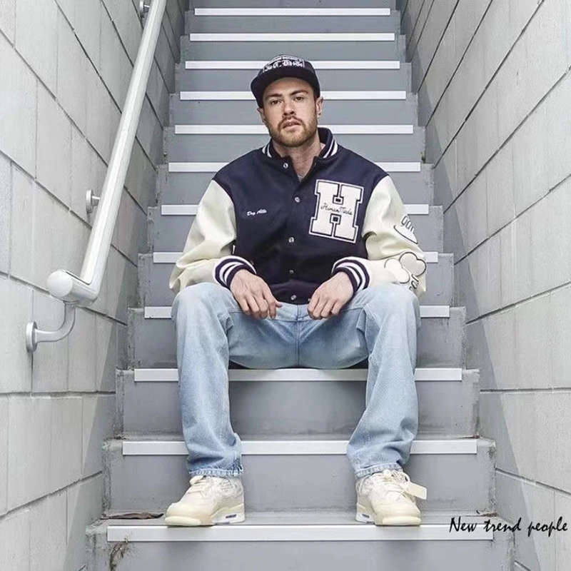 Мужские Бейсбольные куртки Женская куртка с вышивкой хлопковая цветными блоками