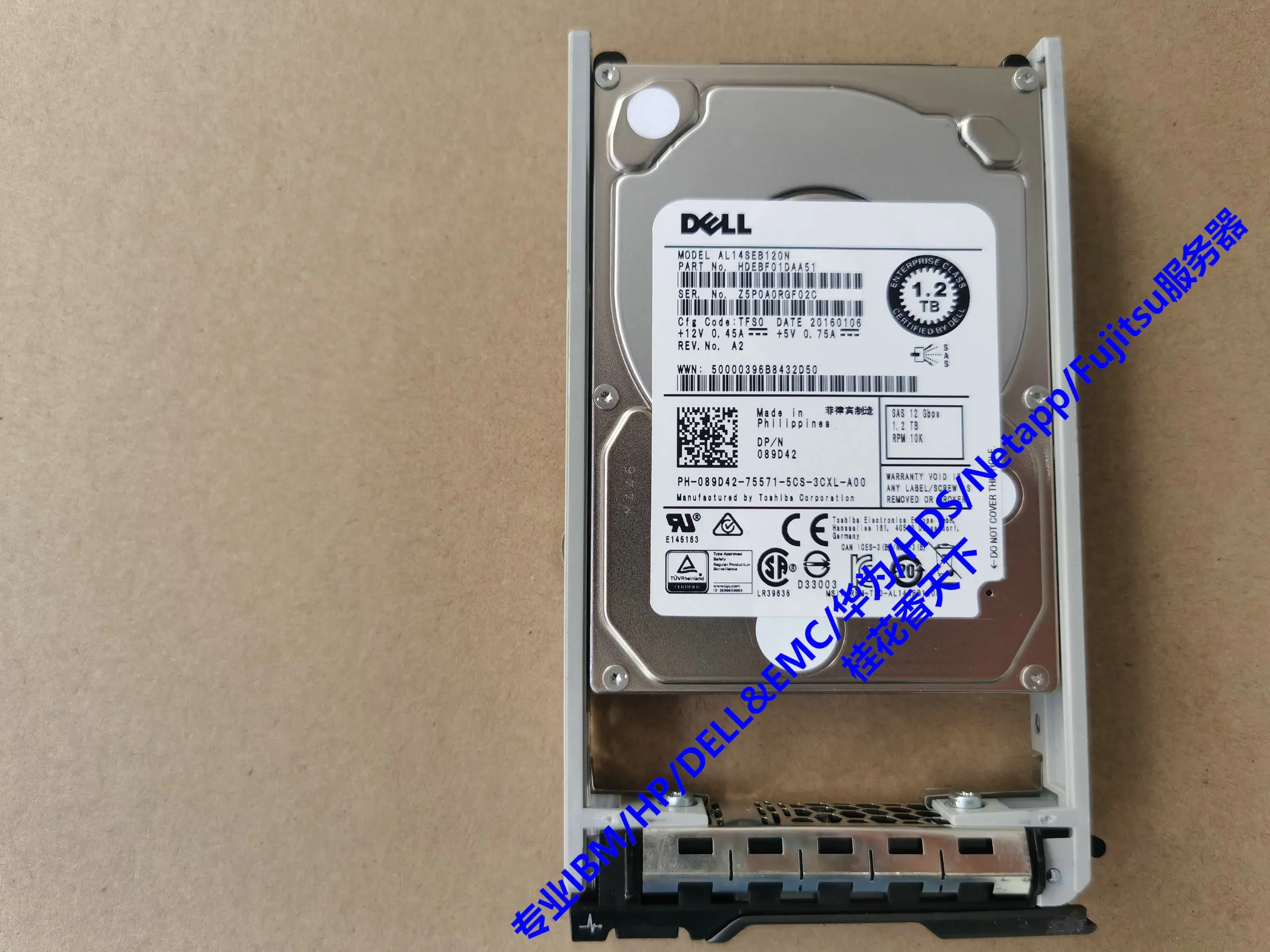 

Dell 089D42 1.2TB 10K SAS 12G 2.5 inch R630 R730 server hard drive