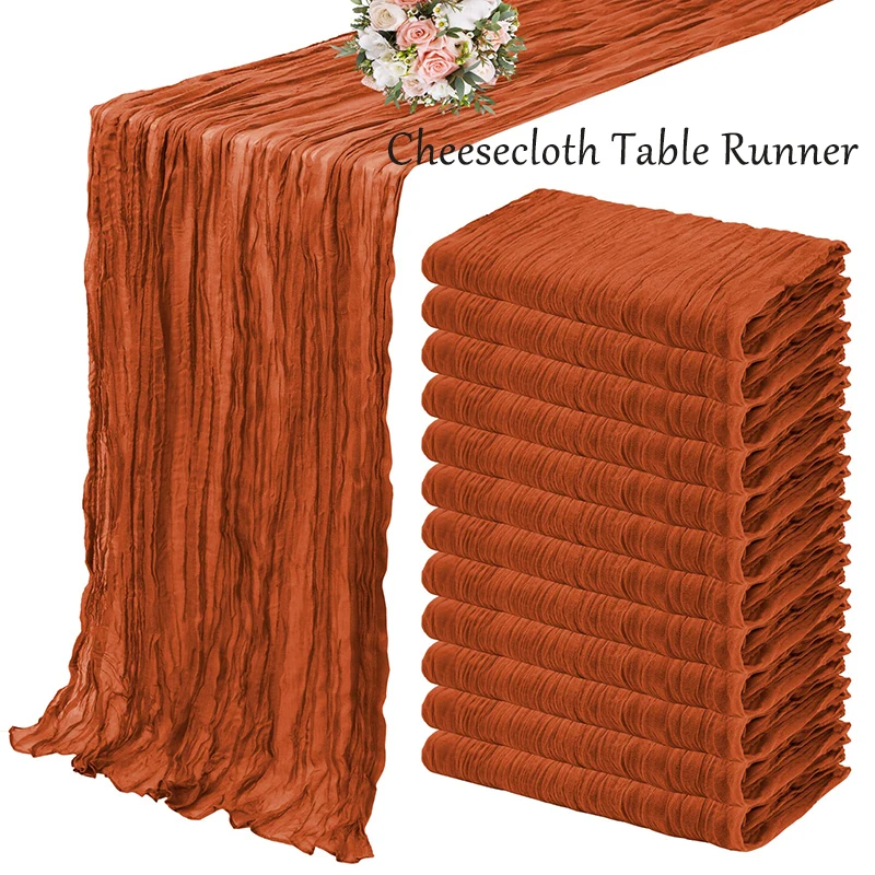 1/2/5/10/20Pcs Terracotta Table Runner 35x120 Inch Cheesecloth Table Runner for Wedding Boho Rustic Decorations Table Cover