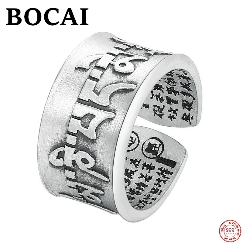 

Кольца BOCAI S999 из стерлингового серебра 2022 пробы, новая мода, лотос, сердце, сутра, шесть символов, мантра серебристая, элегантные ювелирные из...