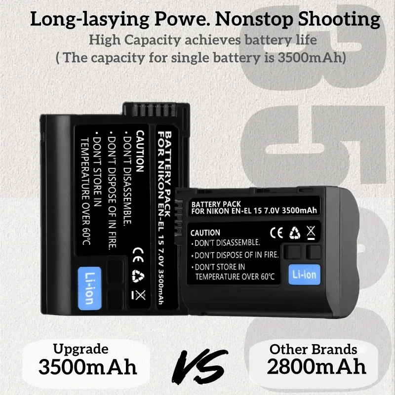 Аккумулятор EN-EL15 7 0 в 3500 мАч для фотоаппаратов Nikon D850 D7500 1 V1 D500 D600 D610 D750 D80