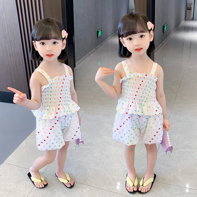 

Girls Clothes Sets Summer 1 2 3 4 5 6 Years Old children Fashion Halter Top Shorts 2pcs Beach Suits For Baby Kids Outfit Costume