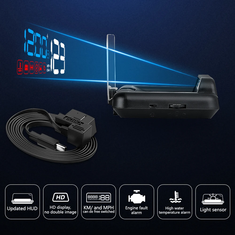 Фото C500 Auto OBD2 HUD Проекционный дисплей OBD Лобовое стекло Автомобильный спидометр Проектор Цифровые аксессуары Скорость автомобиля Проектор KM/H MPH №3
