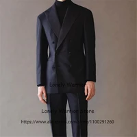 Classic Black Mens Suits Slim Fit Formal Business Blazer Double Breasted Banquet Tuxedo 2 Piece Jacket Pants Set Terno Masculino