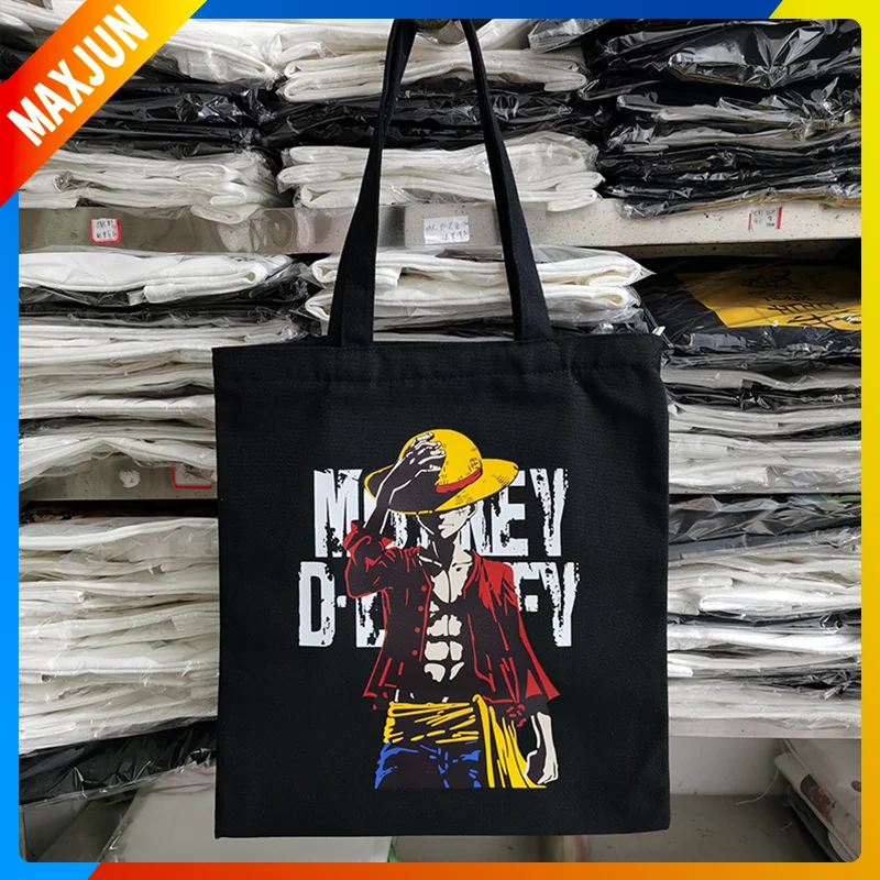 

One Piece Anime Figure Luffy Peripheral One Shoulder Canvas Bag Women's Bag Wanted Tote Bag Student Book Bag Send To Friends