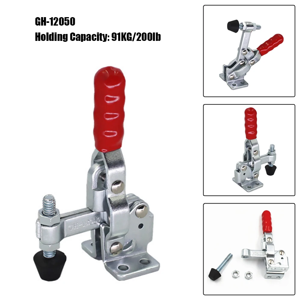 

GH-12050 Toggle Clamp Vertical Type Quick Release 91kg 200 Lbs Holding Capacity Fixture Clamps Woodworking Latch Hand Tool