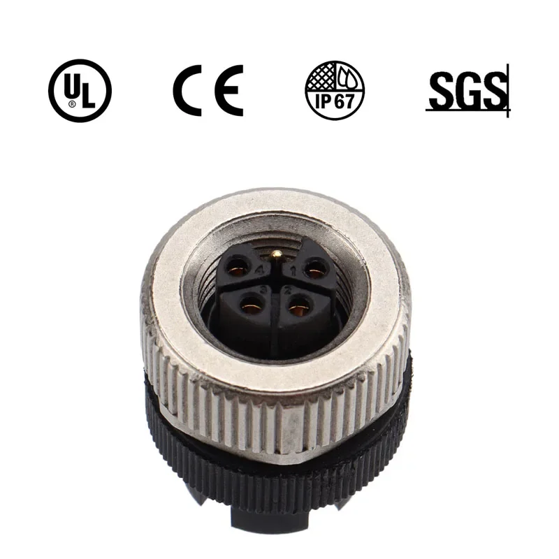 Водонепроницаемый M12 3 4 5-контактный разъем L-кода IP67 Высокоточная винтовая